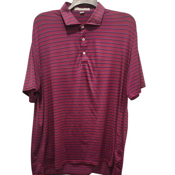 Holderness & Bourne Mens 2XL Tailored Fit Golf Polo Shirt Purple Striped - Picture 1 of 4